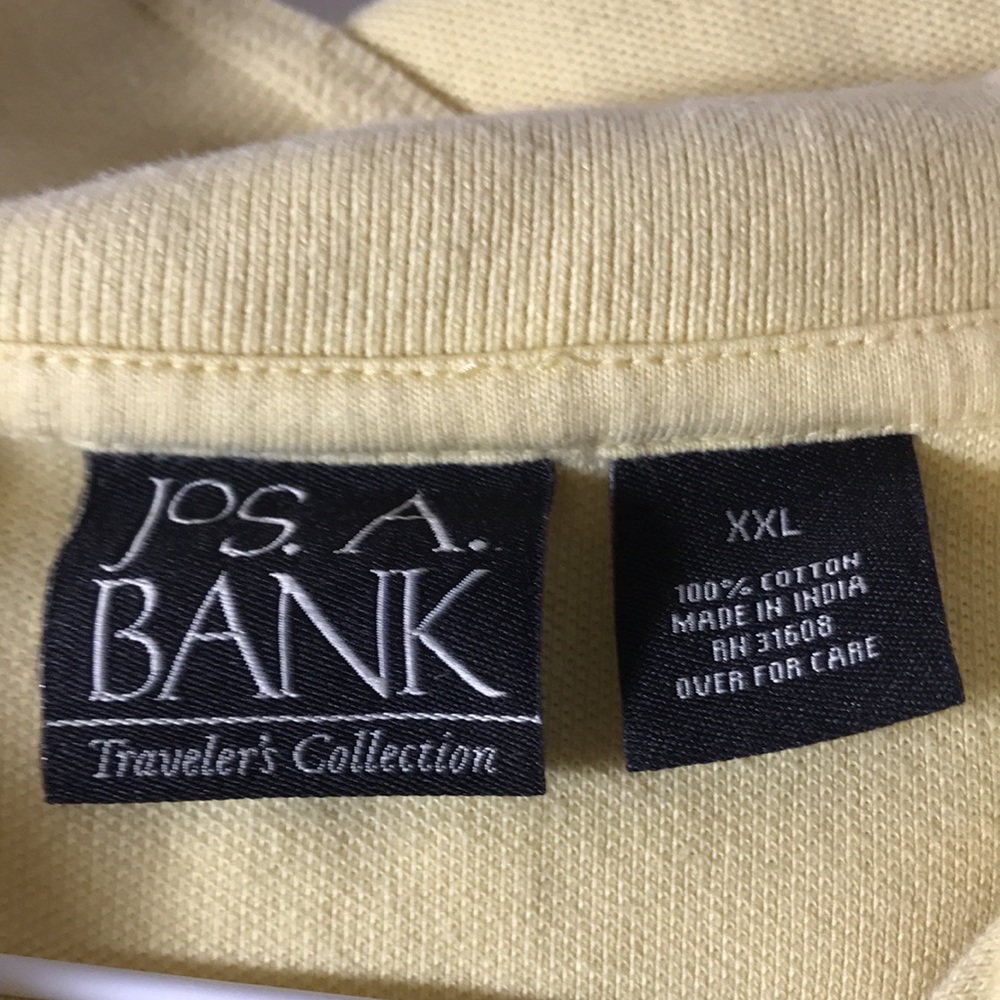 Jos.A.Bank polo short sleeve size xxl button collar yellow Y2K preppy - Picture 2 of 6